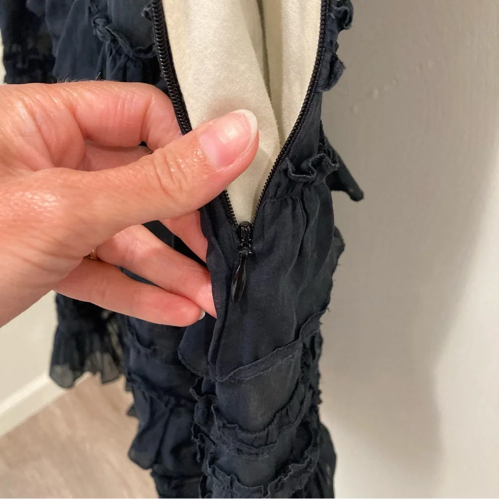 Anthropologie Odille black dress tiered ruffles whimsigoth special occasion - Picture 4 of 15